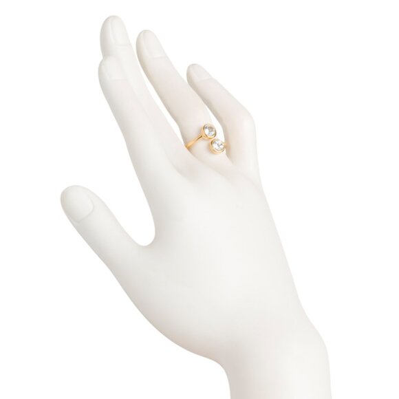 SHAANTI JEWELS  India 18k Gold Plated Sterling Silver Blue Topaz Bypass Ring - Picture 2 of 2